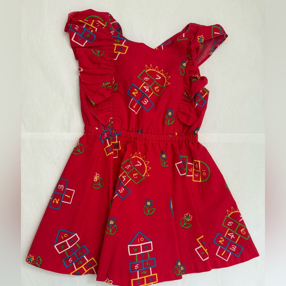 Eleanor Rose Back  with Colorful Hopscotch Print